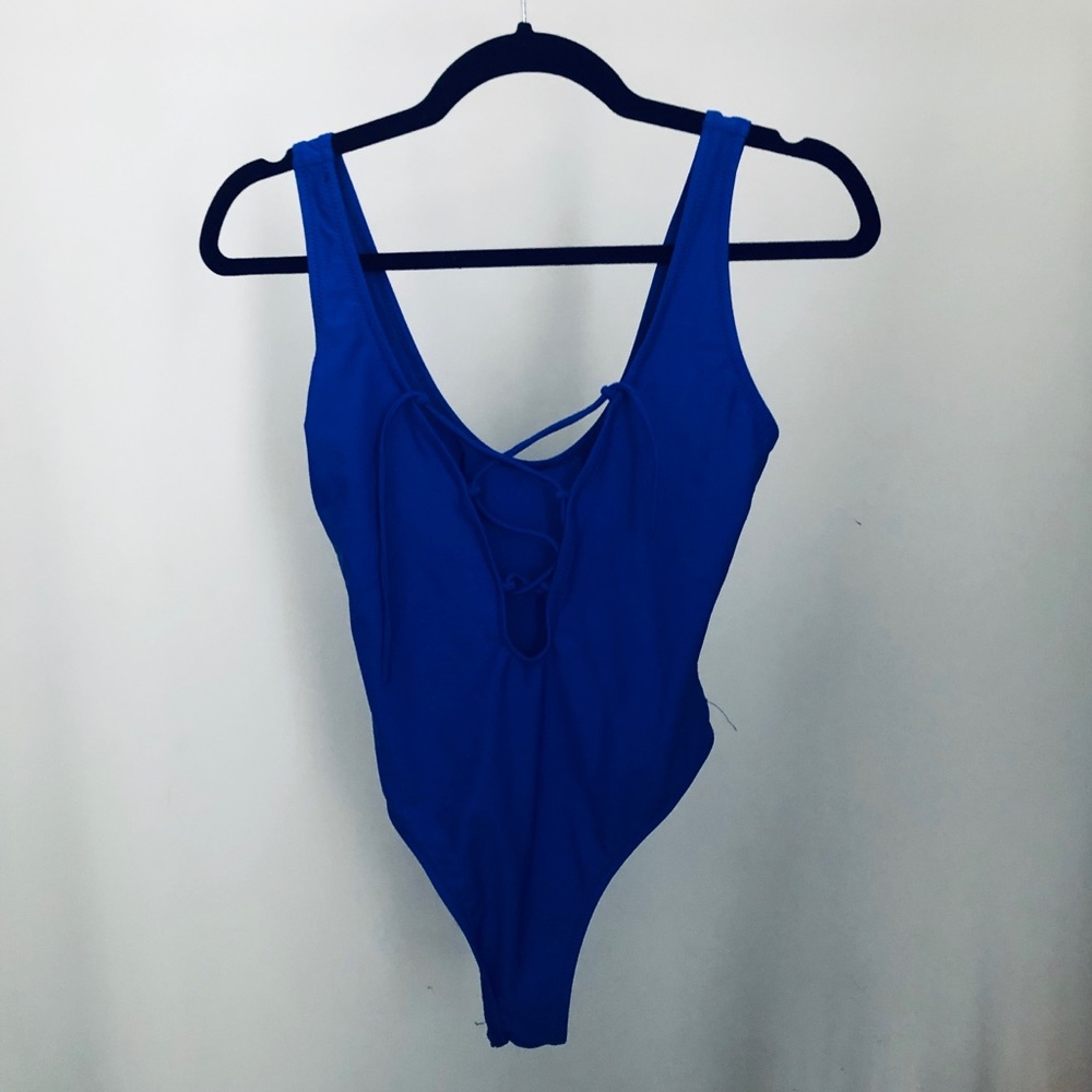 Blue Cross Front One Piece Swimsuit